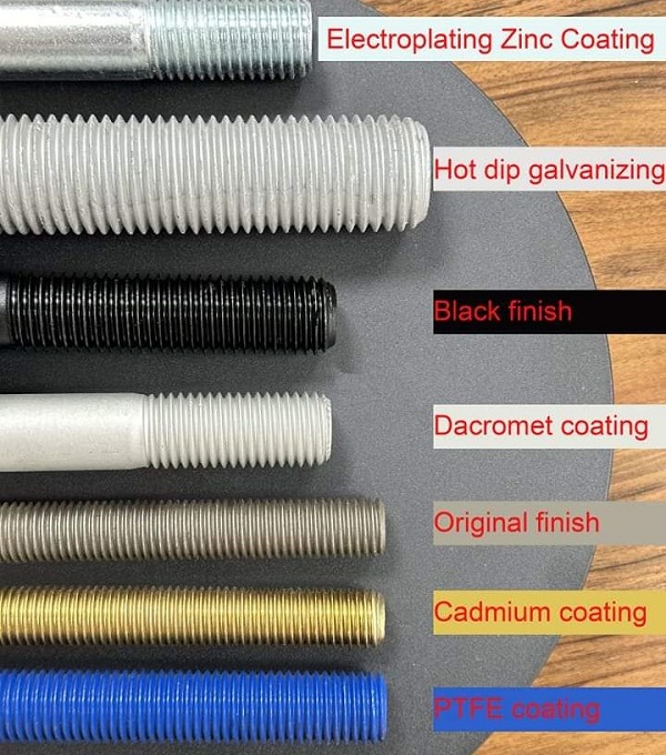 Different coatings for stud bolts and nuts