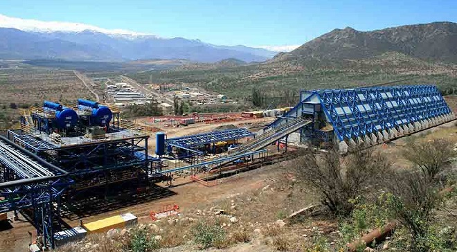 The copper ore pipeline in a copper mine in Chile