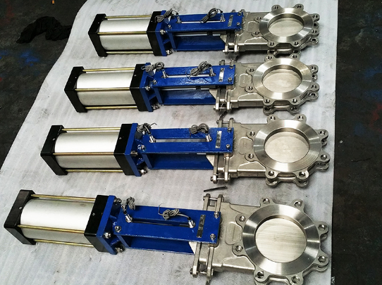 Pneumatic actuated lug-type ss knife gate valves